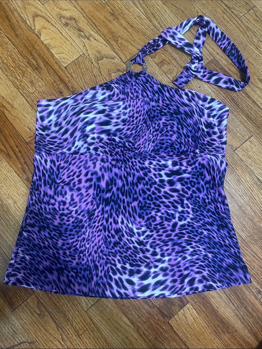 Dana Buchman Purple Animal halter swim top